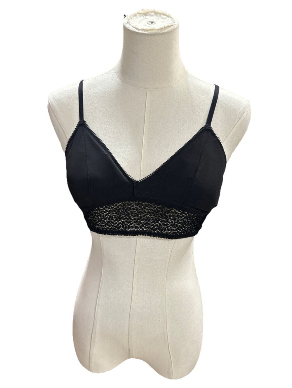 DKNY Women's Modern Lace Racerback Bralette Bra, Small Black Foam Lined Cups
